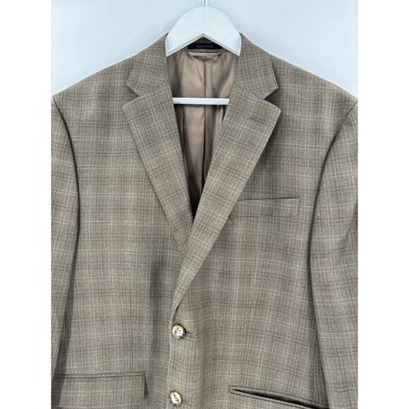 Ralph Lauren Suit Jacket Mens 42S Brown Plaid Silk Wool Single Breasted Tweed - Picture 5 of 15